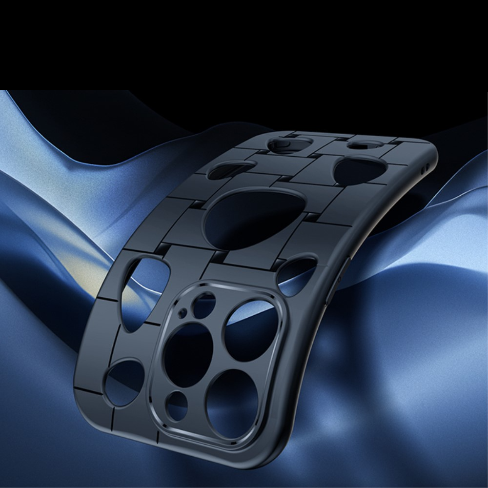 iPhone 14 Pro Wärmeabweisende Gummi Case Hülle Hohlloch Design mit Kameraschutz - Schwarz
