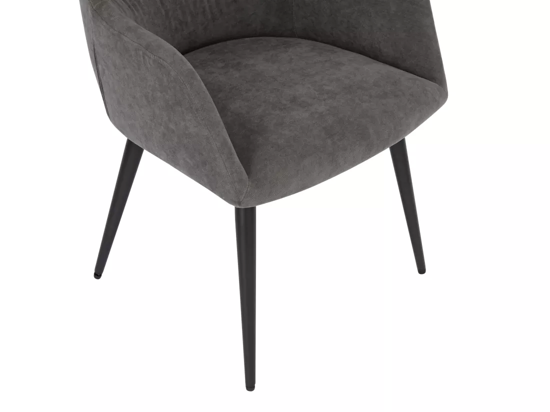 Lot de 2 chaises avec accoudoirs en tissu et métal noir - Gris - HEKA