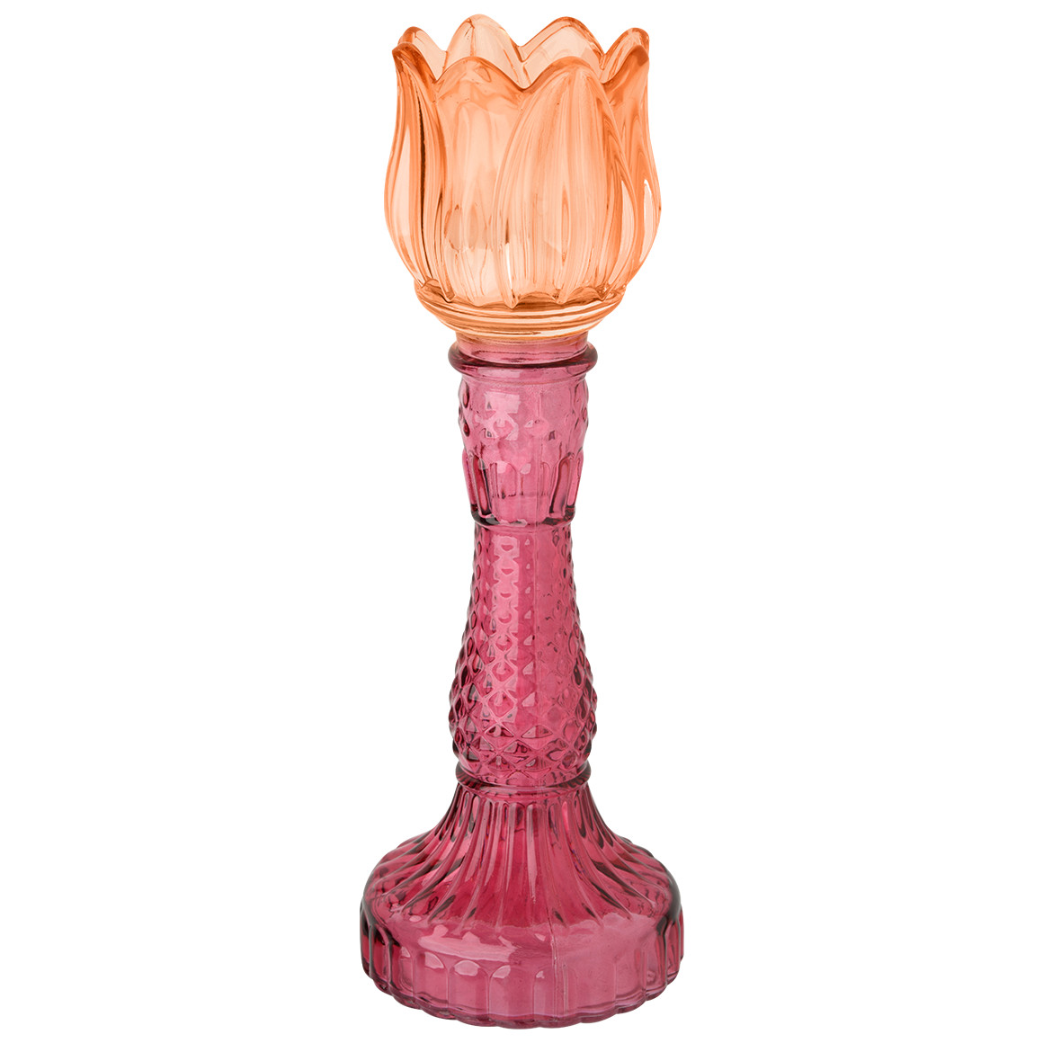 Kerzenhalter in Tulpen-Form pink / orange