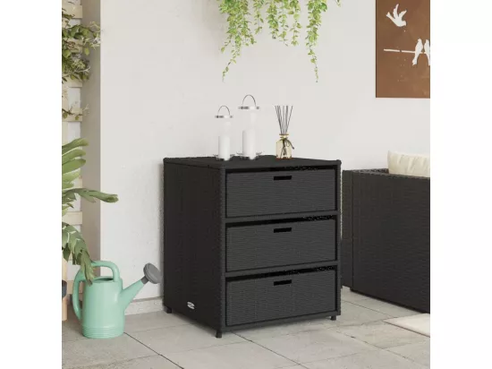 Armoire de rangement de jardin noir 55x59x69 cm résine tressée
