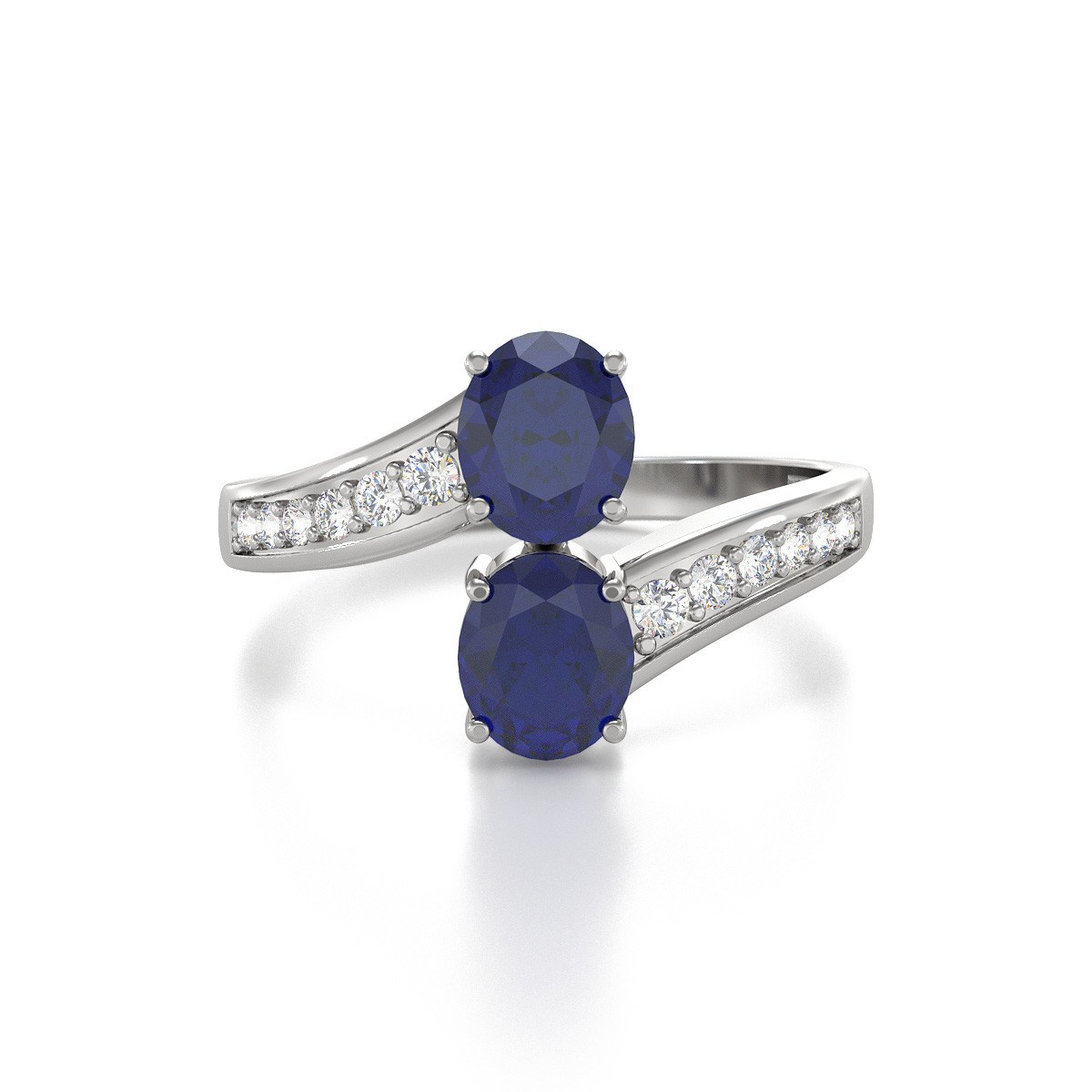 Bague ADEN Or 585 Blanc Saphir et diamants 2.546grs