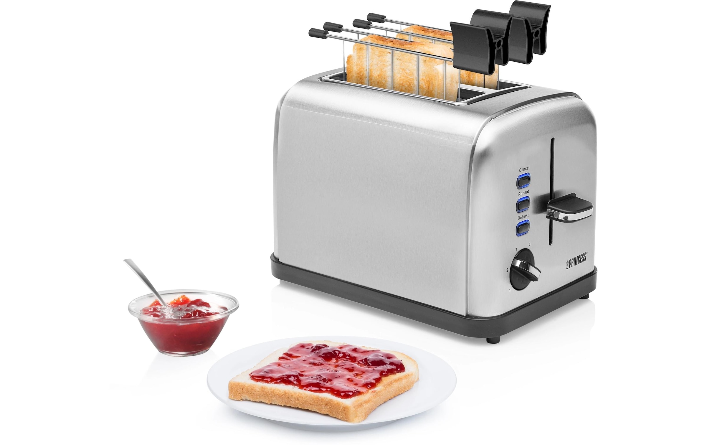 PRINCESS Toaster »Style 2 Silber« 2 kurze Schlitze für 2 Scheiben 850 W