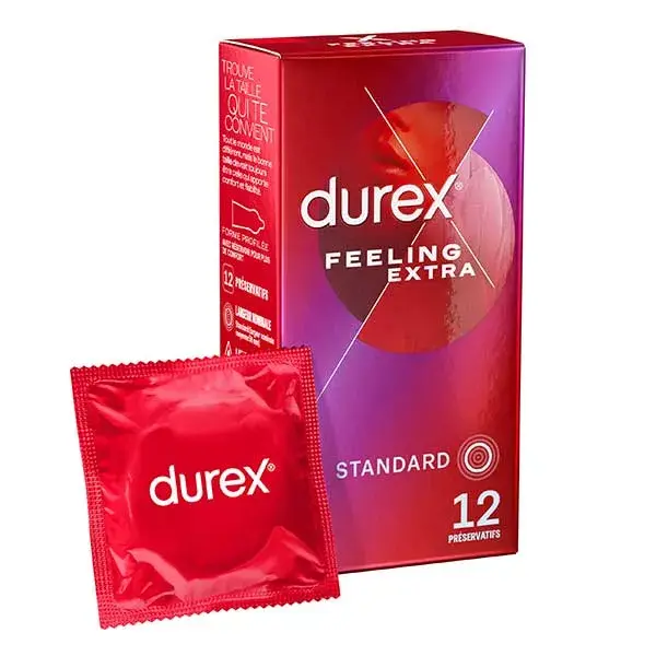 Camisinhas Durex Feeling Extra - 12 Camisinhas Finas e Extra Lubrificadas