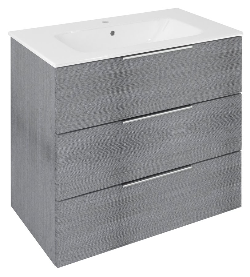 Sapho Cirasa wastafel onderkast 80x46x75cm met 3 lades grijs eiken