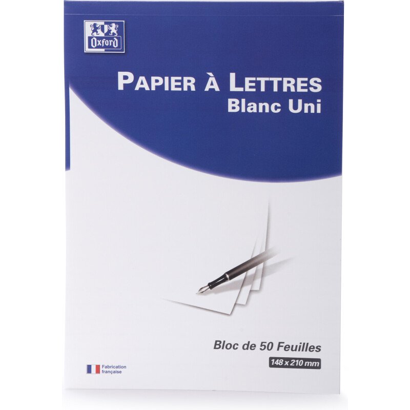 Bloc De Correspondance Oxford Endosse 148X210 100P Optik P.Uni Blanc