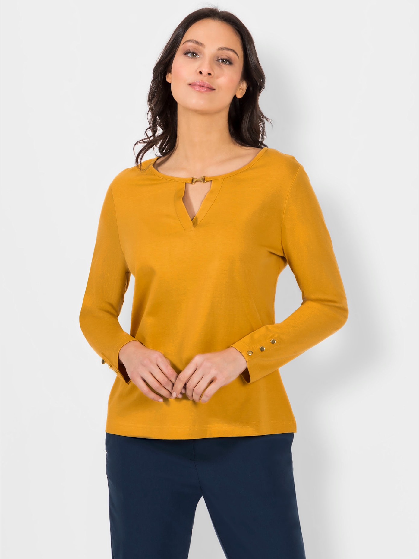 T-shirt modal col rond applique métallique manches longues