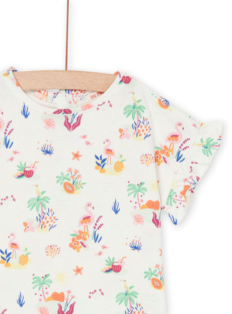 T-shirt à imprimé fleuri et flamants roses