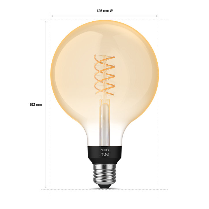 Ampoule LED connectée Philips Hue Filament Globe E27 IP20 580lm 7W blanc doux