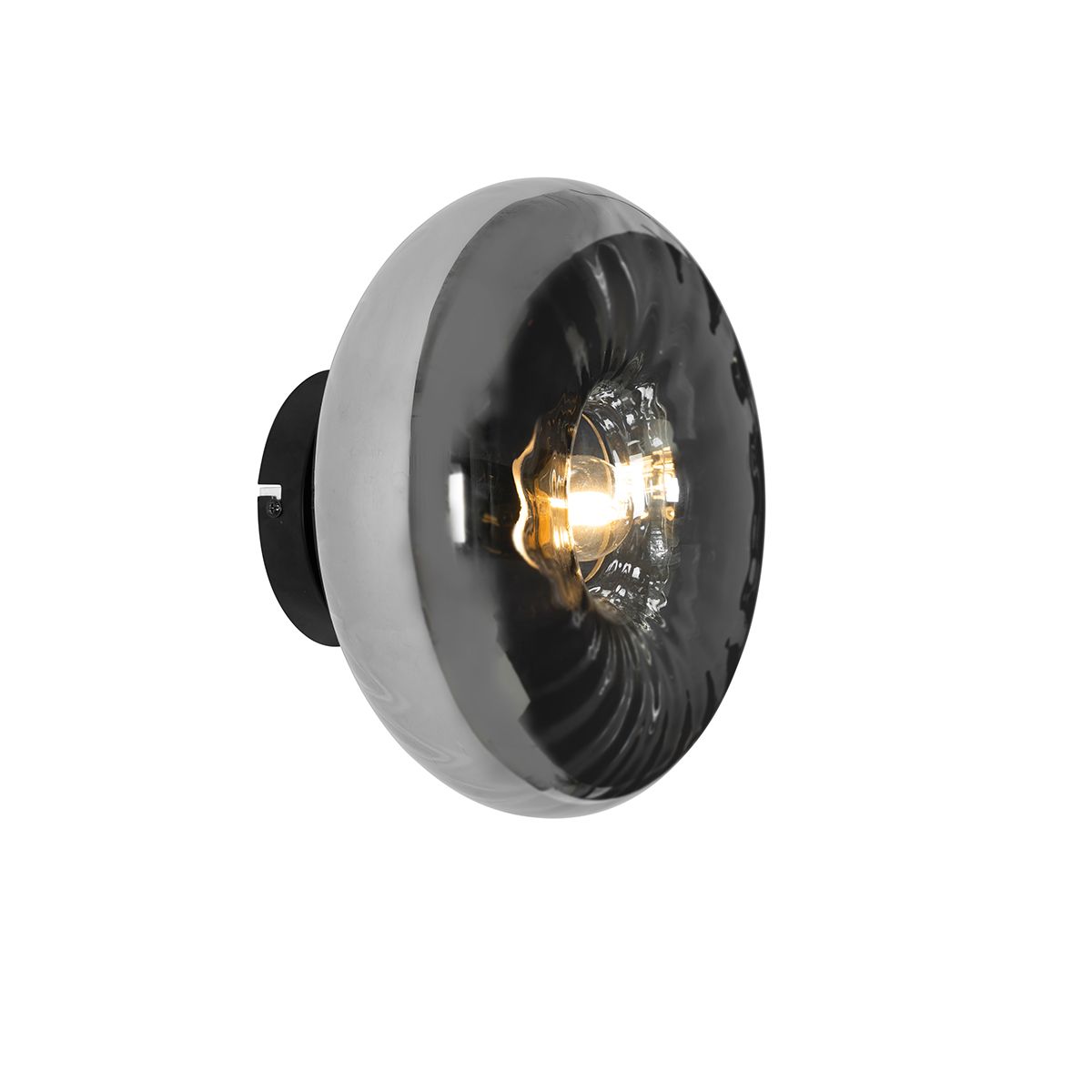 Art Deco wandlamp zwart met smoke glas - Ayesha