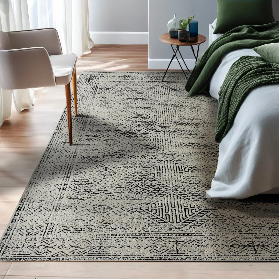 Tapis de salon rectangulaire jacquard (160 x 230 cm) Zahra Noir