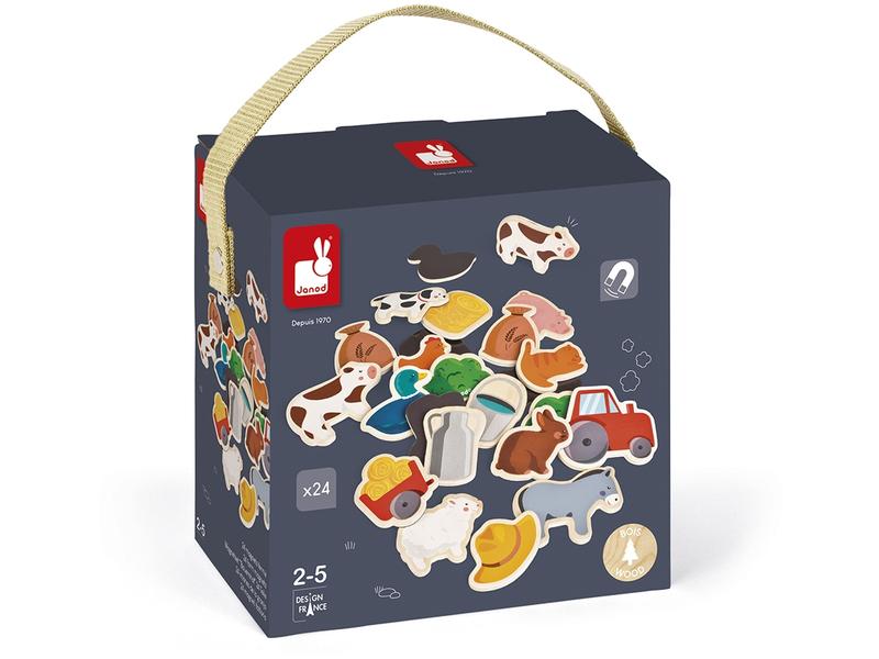 Janod Magnete Bauernhof 24-teilig Magnetset aus Holz