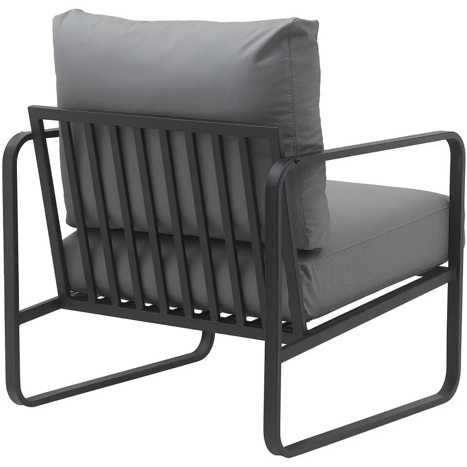 CLP Lounger Manea zwart Frame - Kunstleer - grijs