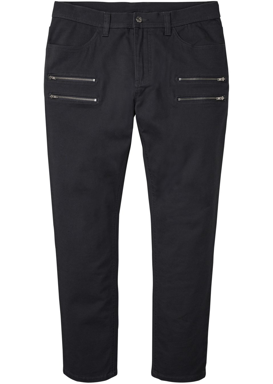 Pantalon extensible Regular Fit avec poches zippées décoratives, Tapered