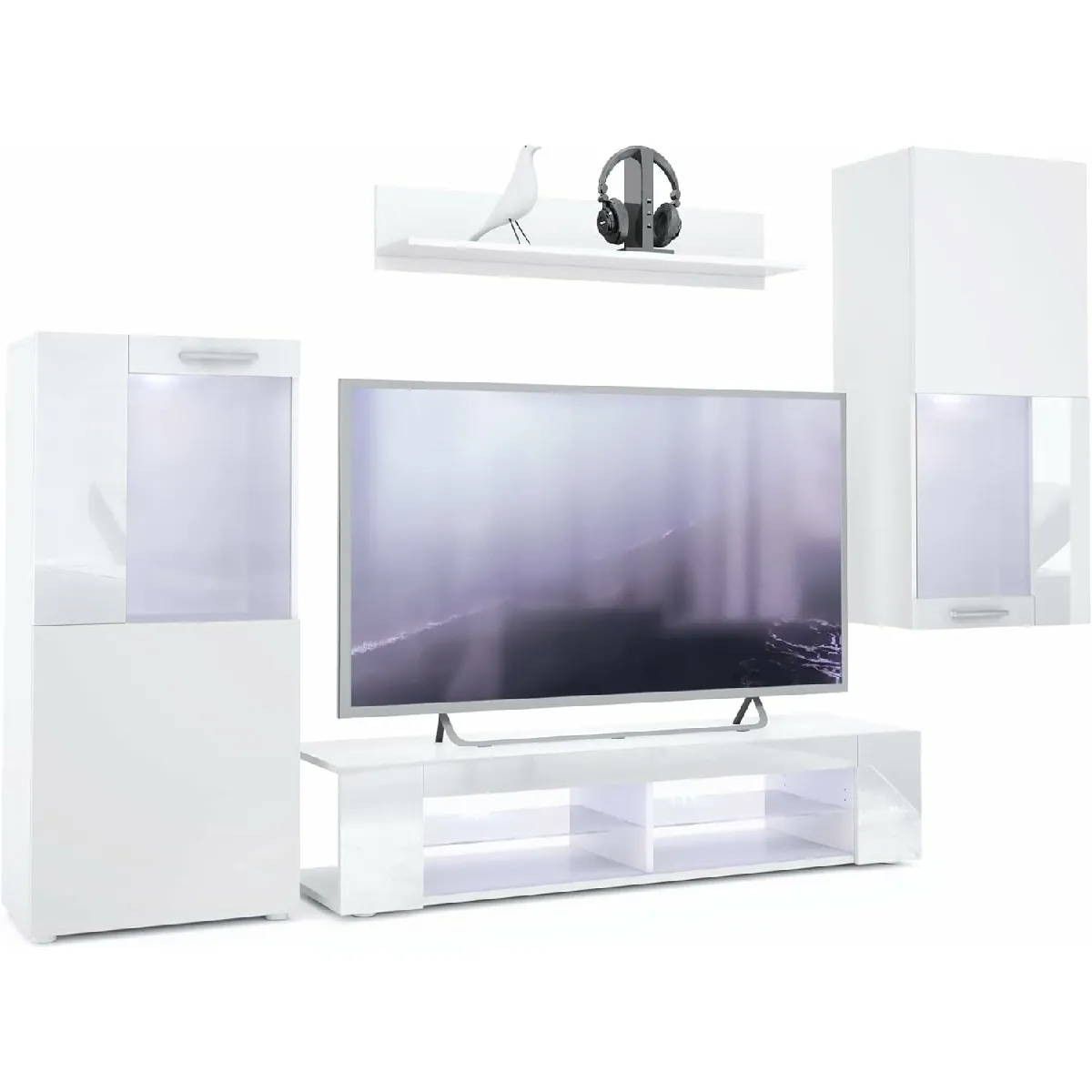 MPC Ensemble meubles salon blanc avec LED