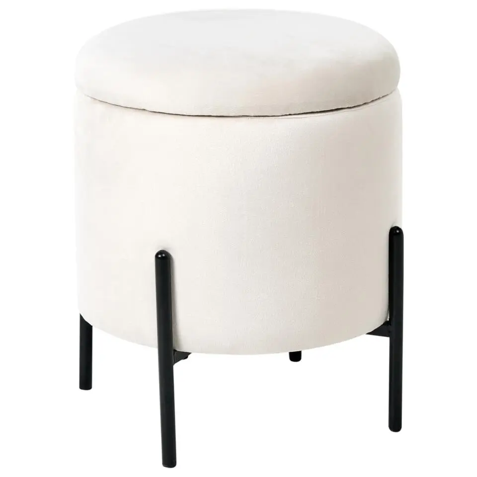 WENONA - Opbergpoef - Off-white - Fluweel