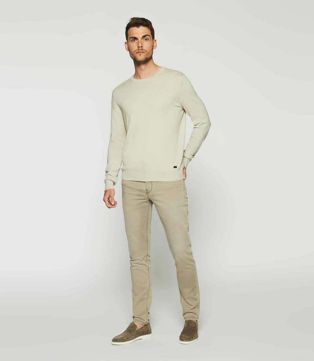 Pull col rond en coton cachemire vert clair DRISS