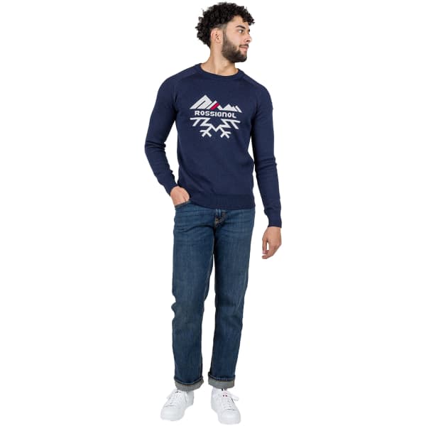 Pull ROSSIGNOL JACQUARD CREW NECK DARK NAVY
