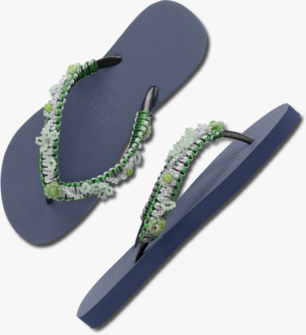 UZURII blauwe uzurii teenslippers macrame green blossom