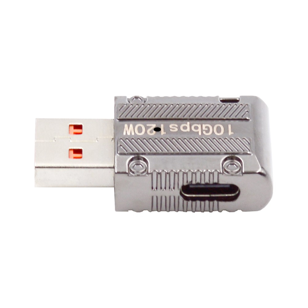 (120W) USB A auf USB C Adapter 90 Grad-Winkel 10 Gbit/s (Winkel rechts - gerade) - Grau