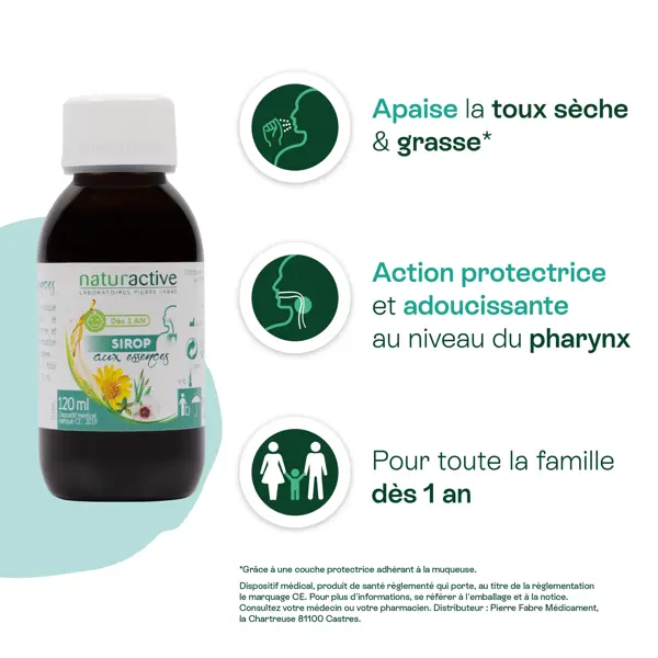 Naturactive GAE Sirop aux Essences Toux sèche et grasse dès 1 an 120ml
