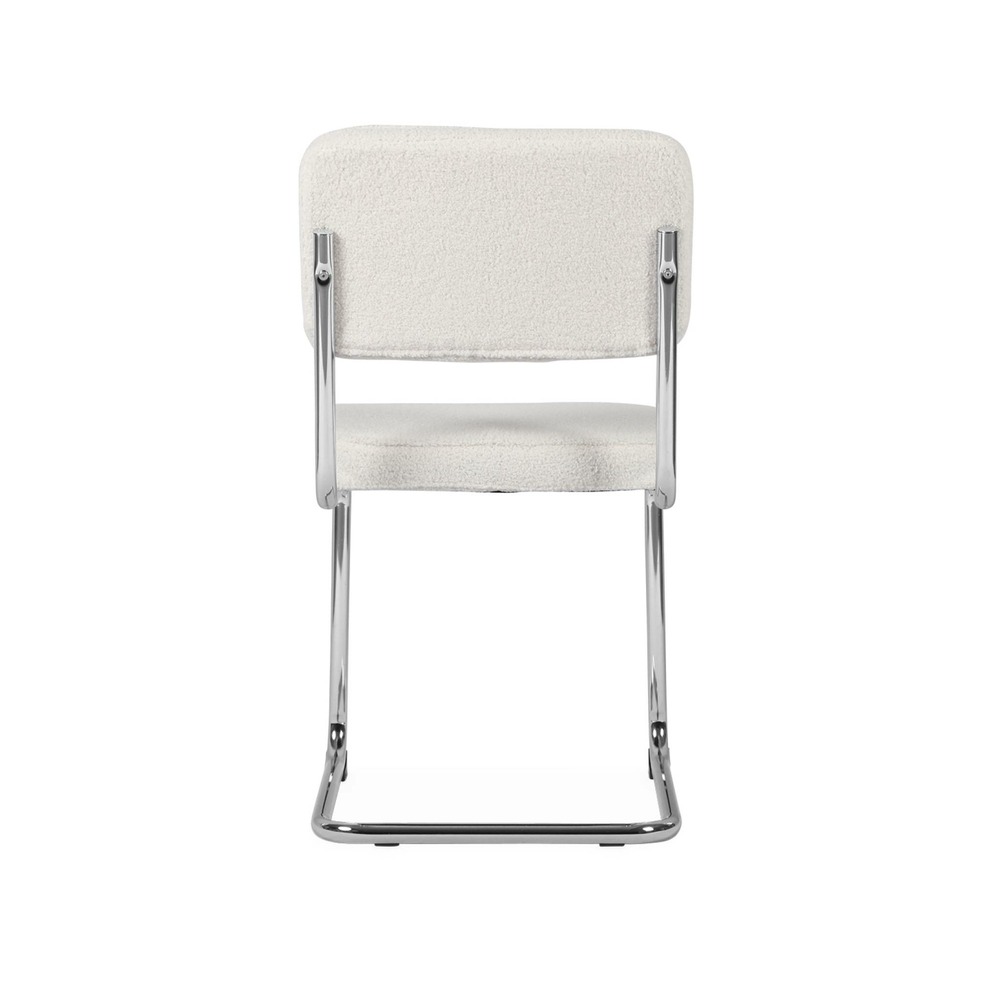 2 chaises cantilever - maja - à bouclettes couleur crème . 46 x 54.5 x 84.5cm