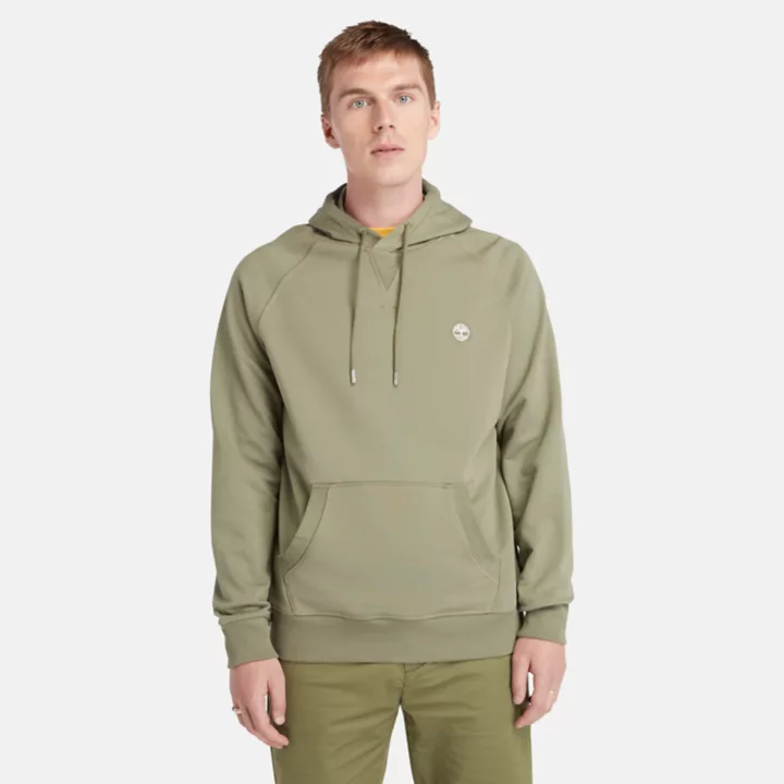 Sweat à capuche à envers bouclé pour homme en vert