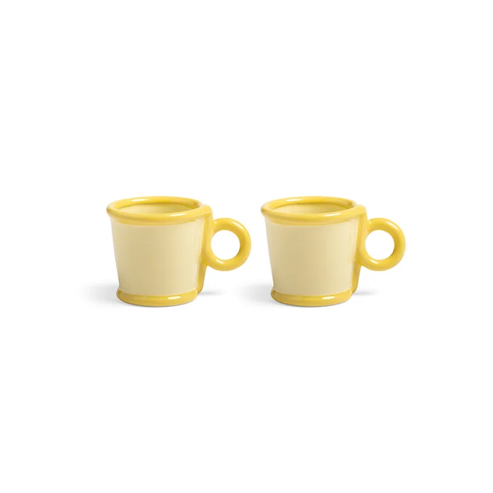 &klevering - Loop Becher mit Henkel 100 ml, gelb (2er-Set)