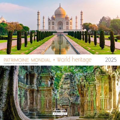 Calendrier mensuel 30x30 cm - 16 mois - Prestige Patrimoine mondial