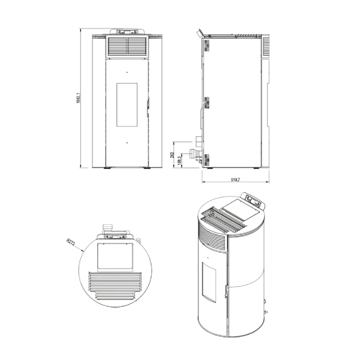 INTERSTOVES GIANNI 9 Etanche + Conduit Vertical - Blanc