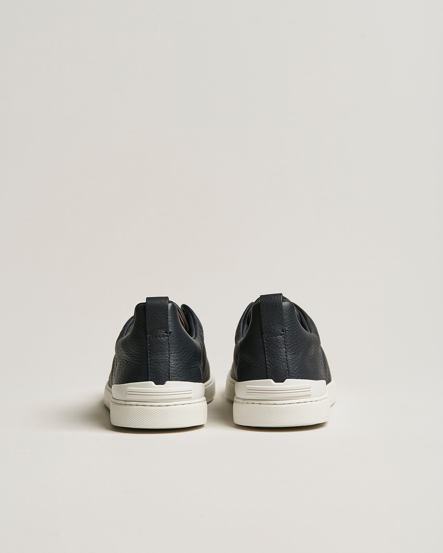 Zegna Triple Stitch Sneakers Navy Deerskin