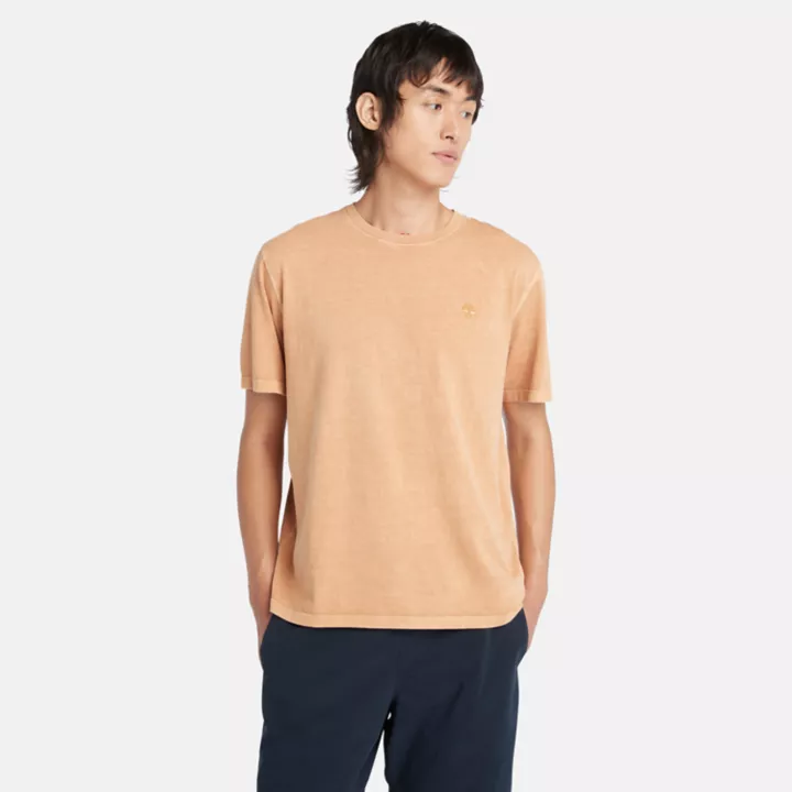 T-shirt teint en pièce pour homme en jaune foncé
