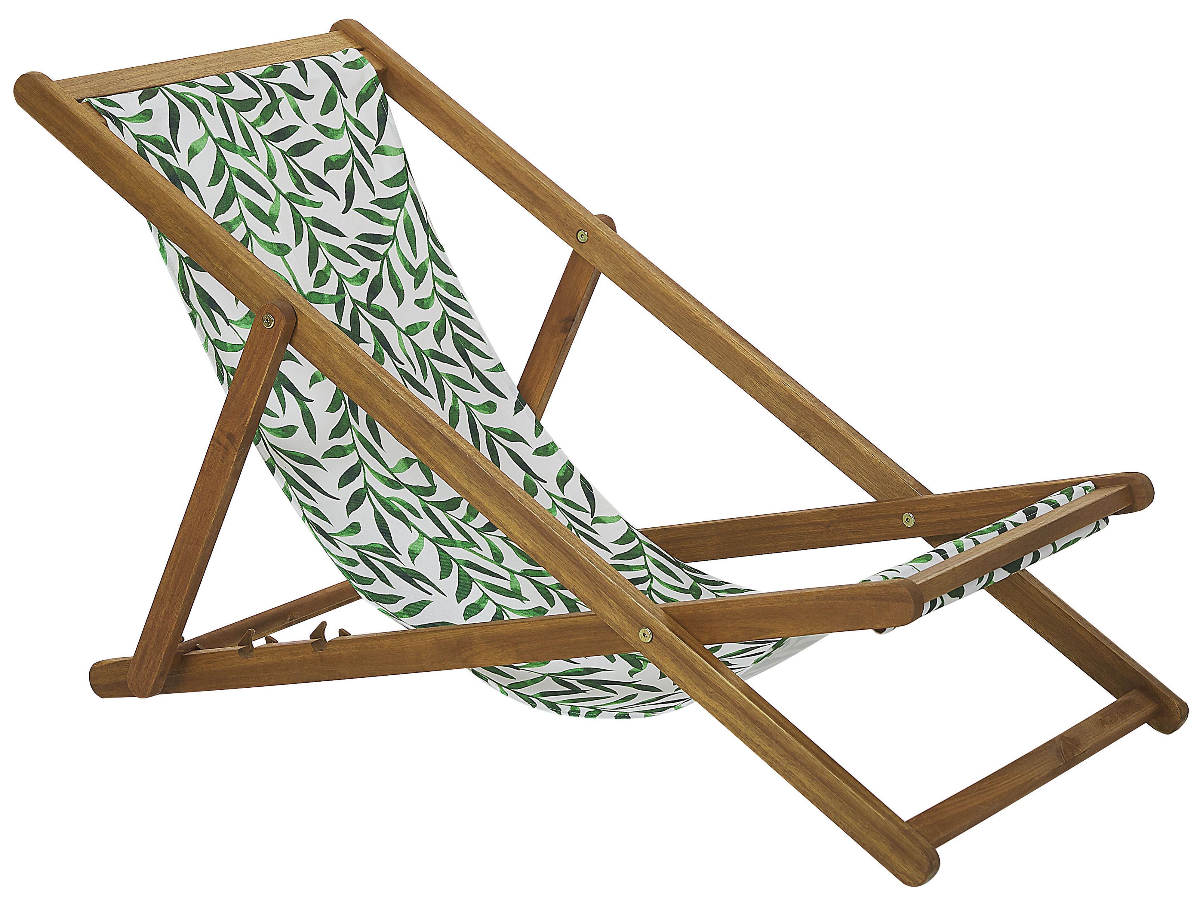 Set van 2 inklapbare ligstoelen ANZIO met vervangingshoezen Bloemen motief Acaciahout Lichtbruin