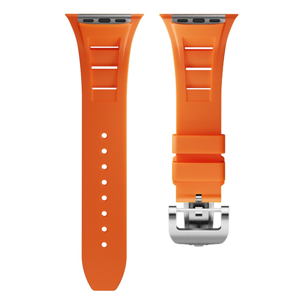 Apple Watch (49/46/45/44 mm) Silikon Armband mit Klickverschluss (Gelenkumfang: 130 - 210mm) - Orange