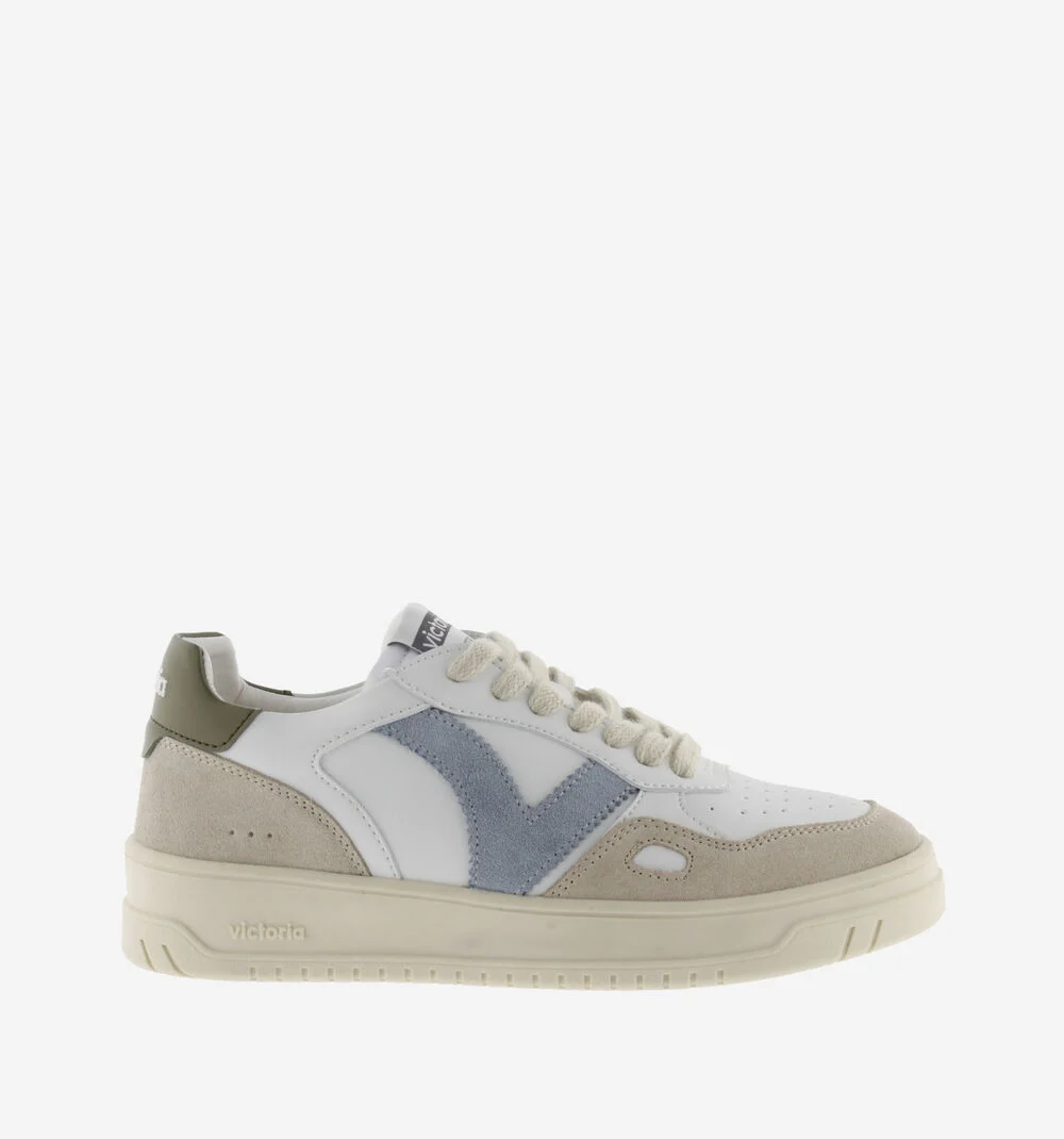 SEUL EFFET CUIR & CUIR FENDU Baskets unisexes semelles beiges KAKI