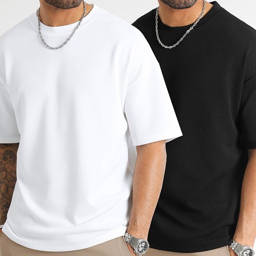 Lot De 2 Tee Shirts Oversize Large 1070521 Blanc Noir