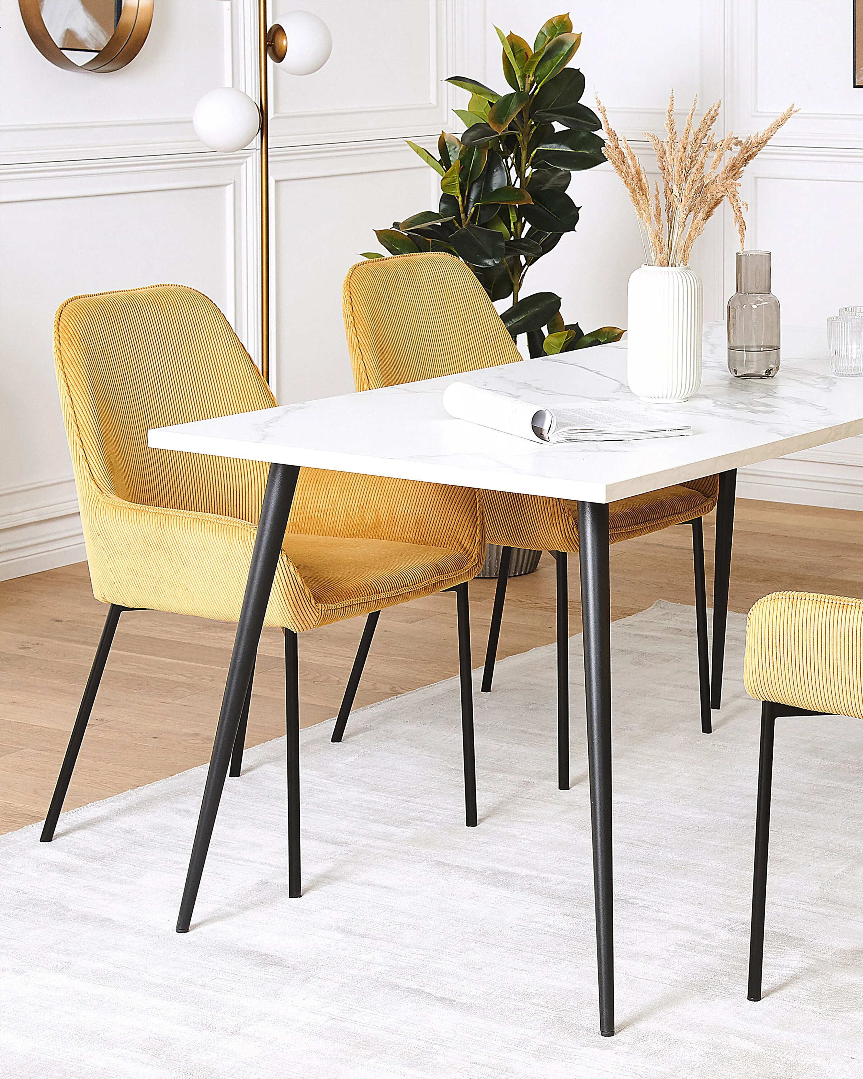 Set van 2 eetkamerstoelen LOVERNA Corduroy Mosterdgeel
