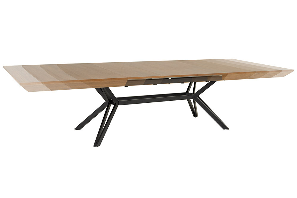 Ausziehbarer Esstisch GIANT 200-320cm natur Walnuss schwarz Metall