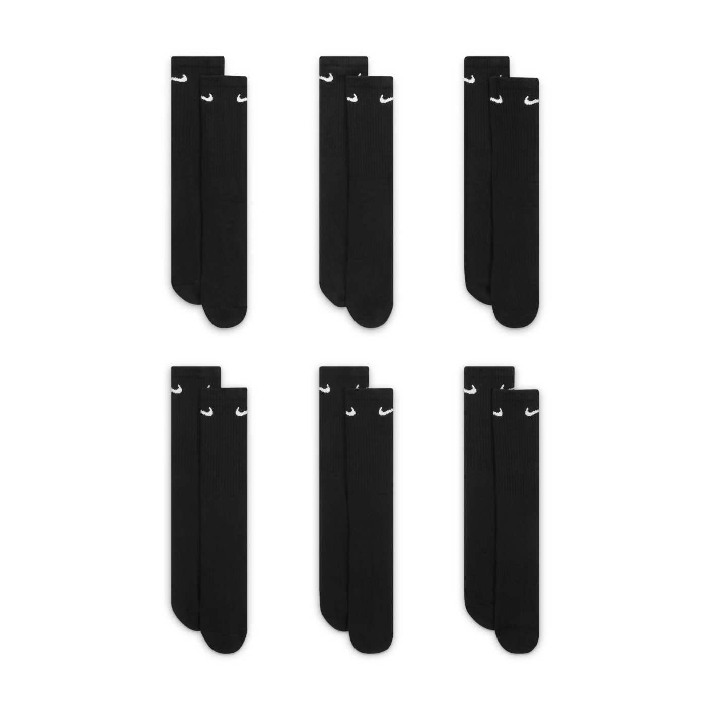 Nike Everyday Cushioned Sportsokken 6-Pack Zwart Wit
