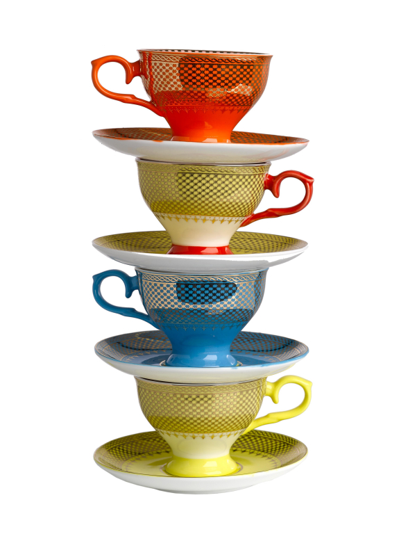 POLSPOTTEN Grandma espresso kop en schotel set van 4
