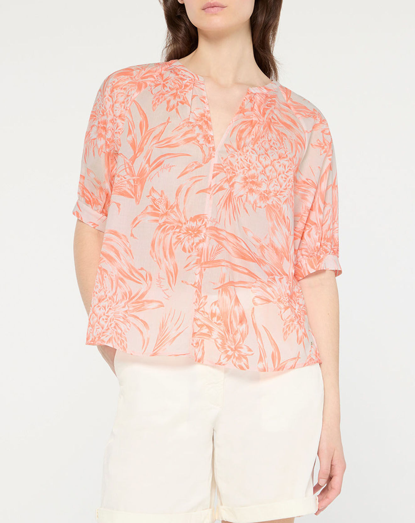 Tommy Hilfiger Blouse Henley imprimée orange