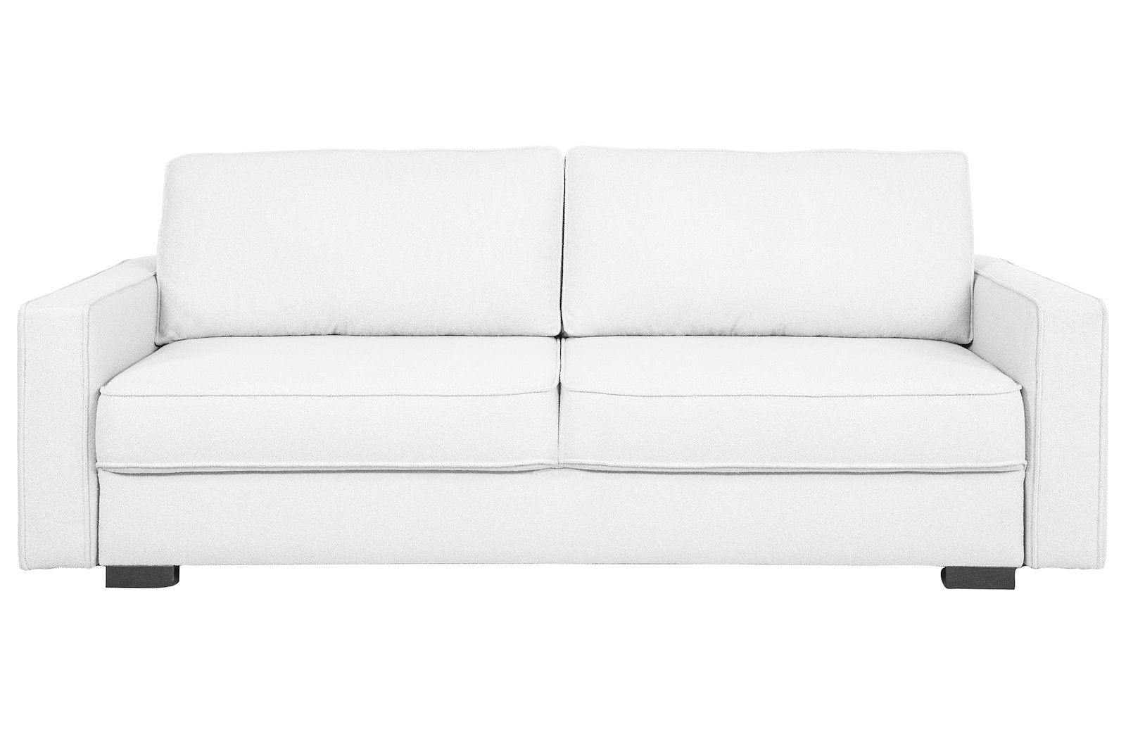 Alex sovesofa Tekstil Niva Offwhite med ben i sort plast. Liggemål 150x200 cm