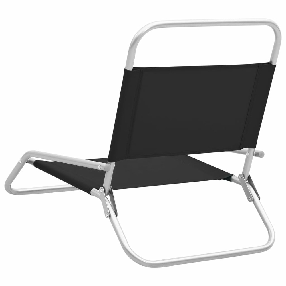 Chaises de plage pliables 2 pcs noir tissu