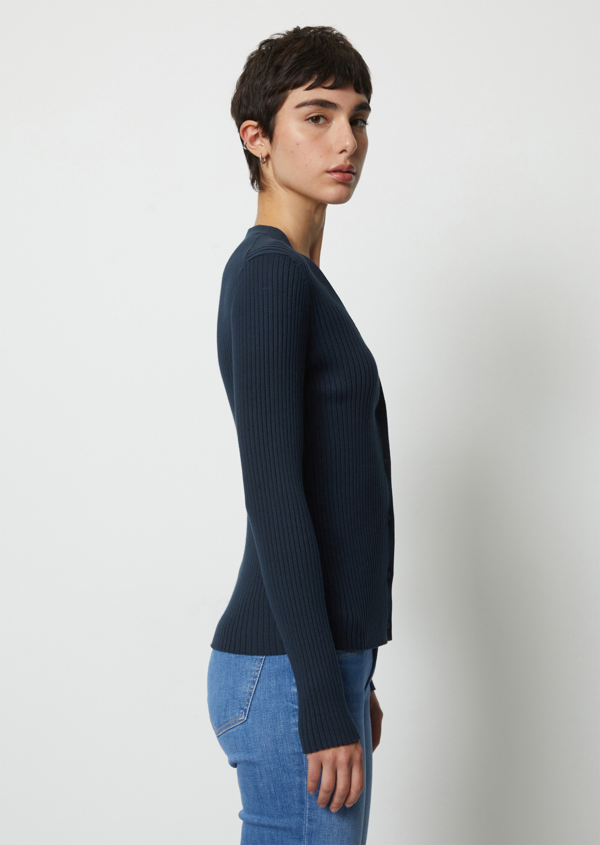 V-Neck-Cardigan slim aus Organic Cotton-Mix