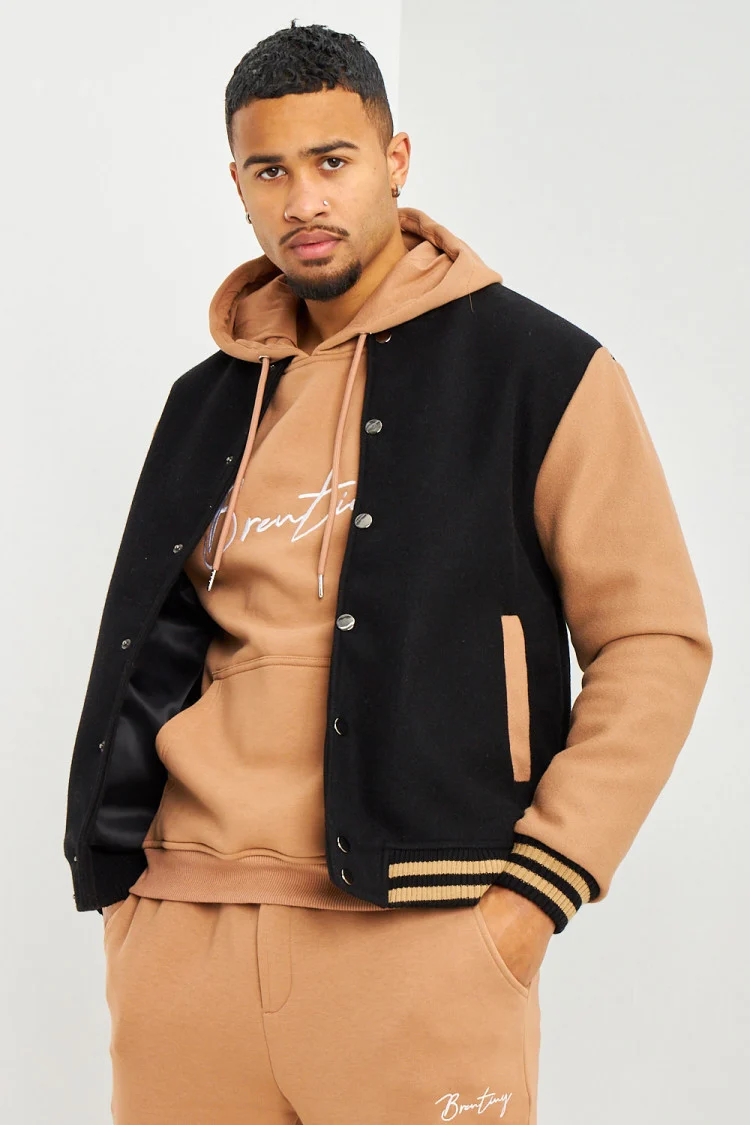Bomber bicolore noir et camel