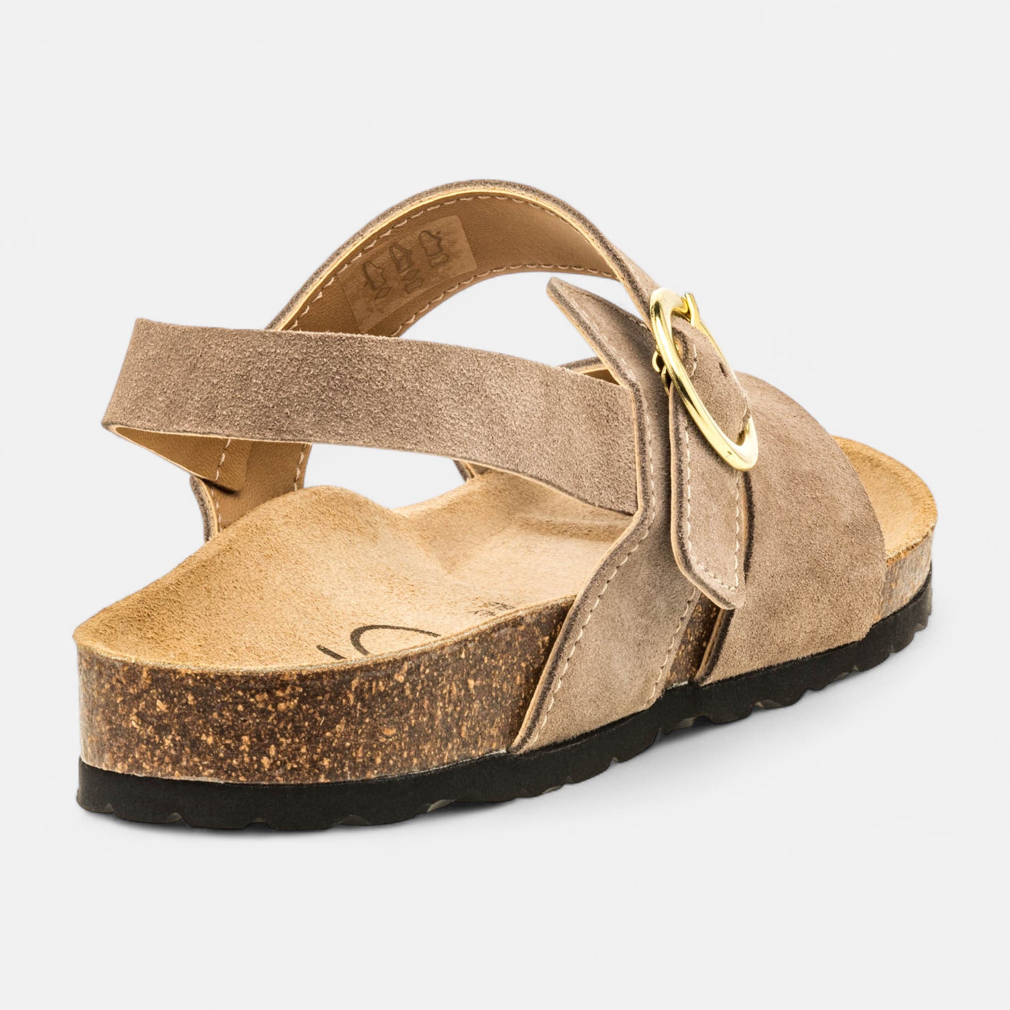 Mules semelle liège Femme en cuir taupe