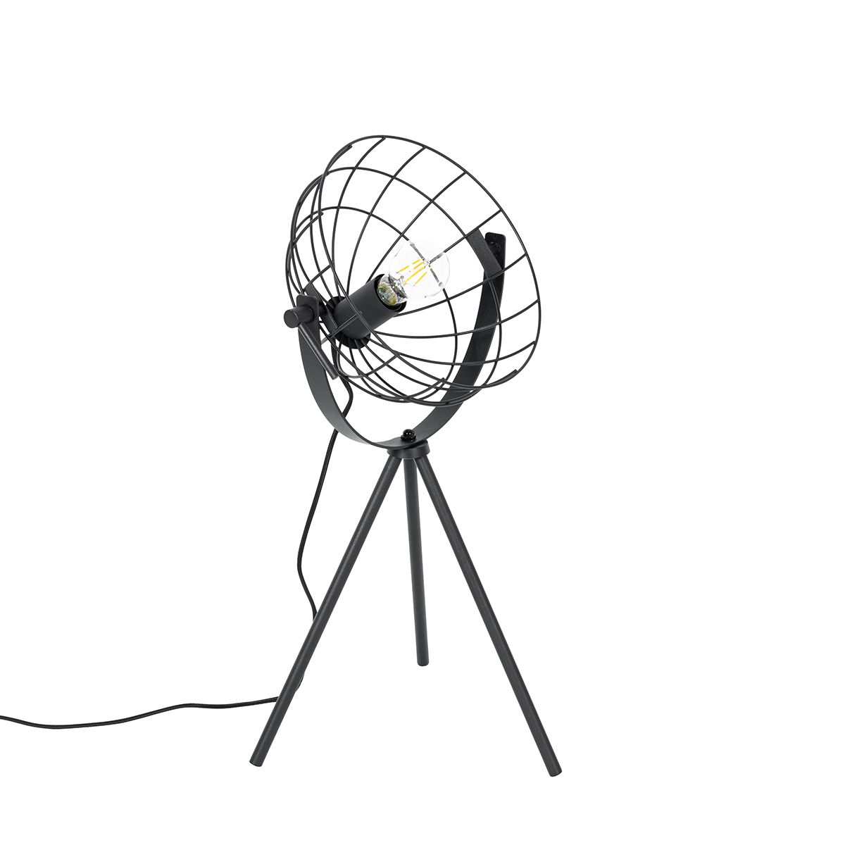 Industriële tripod tafellamp zwart verstelbaar - Hanze