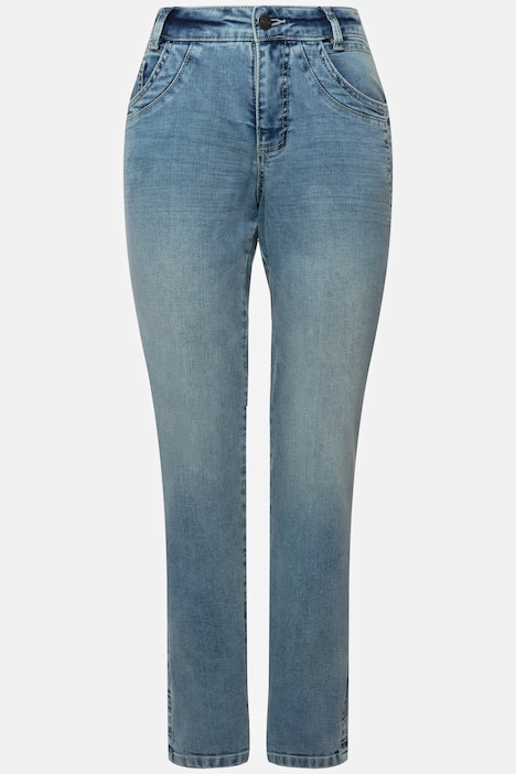 Jeans, Straight Fit, 5-Pocket, Wascheffekte, mit recyceltem Polyester gefertigt