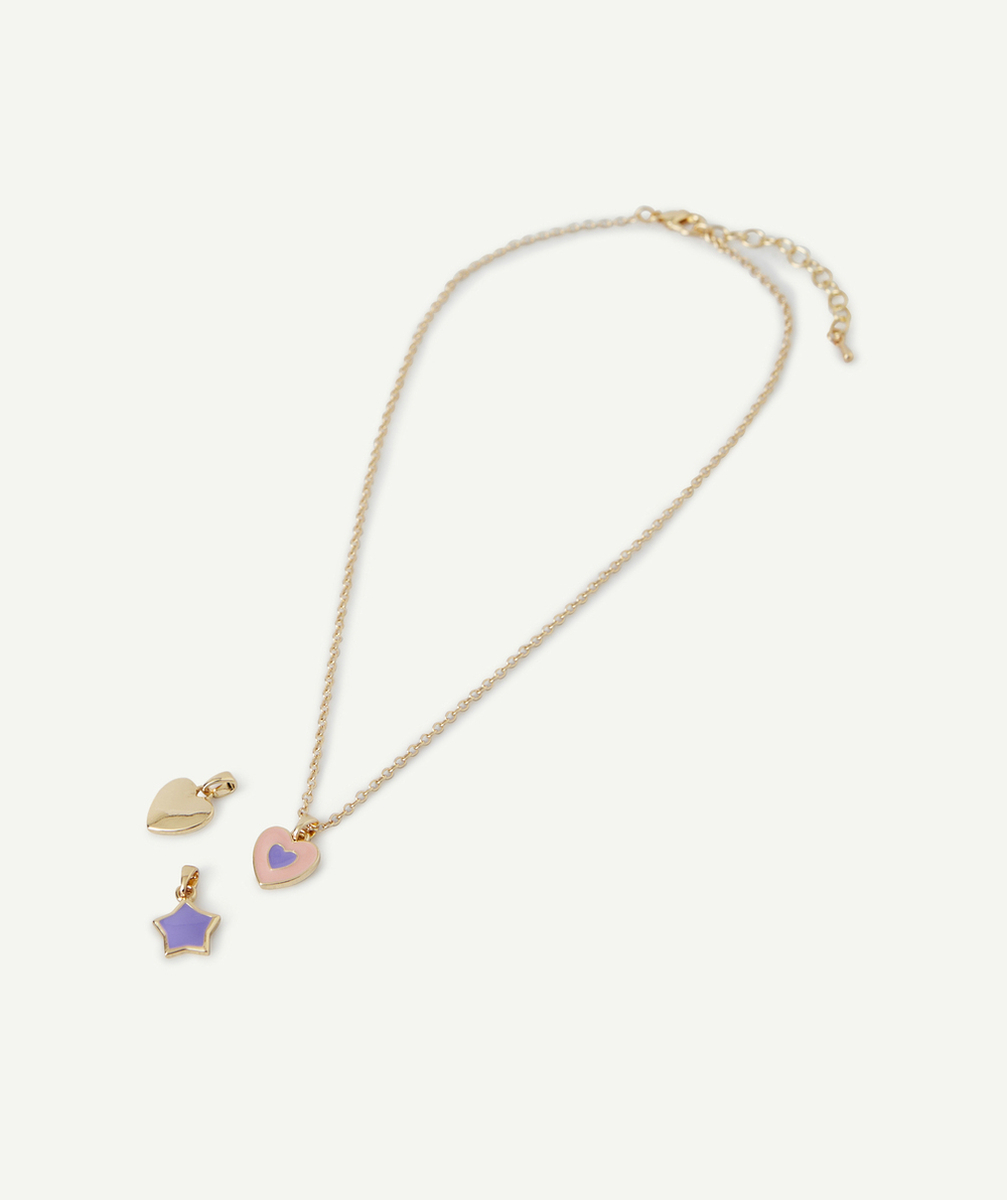 COLLIER FILLE AVEC PENDENTIFS COEURS ET ÉTOILE
