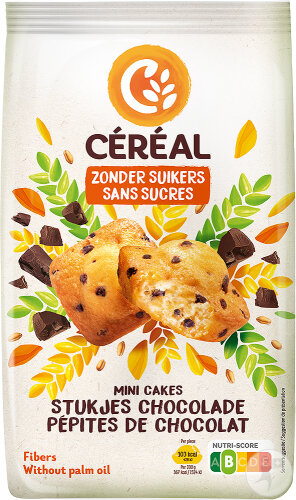 Céréal Sans Sucres Mini Cakes Pépites de Chocolat 196g