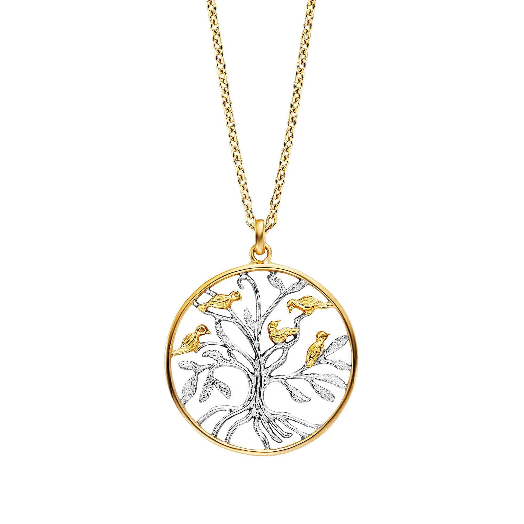 Julie Julsen Anhänger mit Kette 925/- Sterling Silber rhodiniert teils vergoldet Lebensbaum